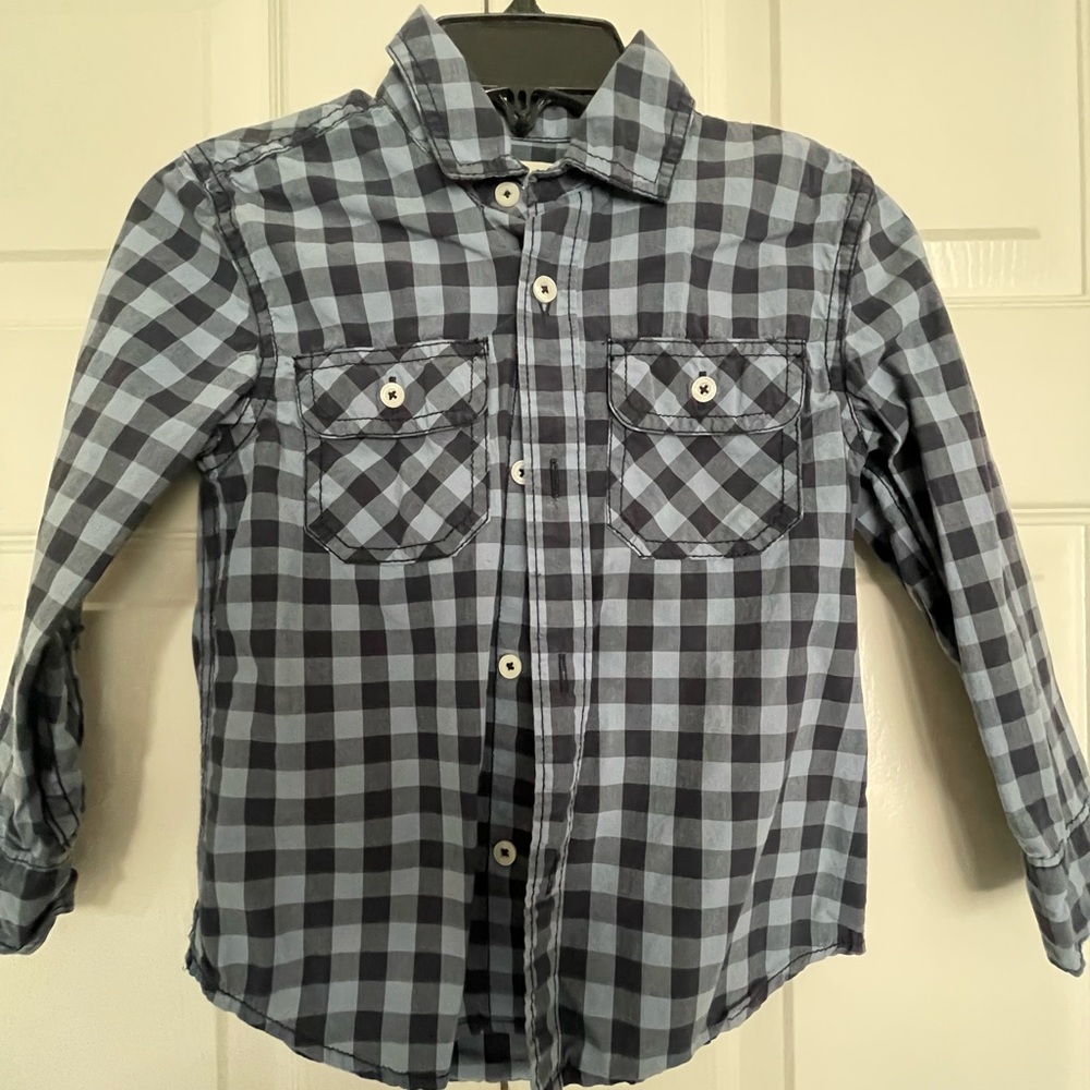 Tucker and Tate blue gingham button up shirt